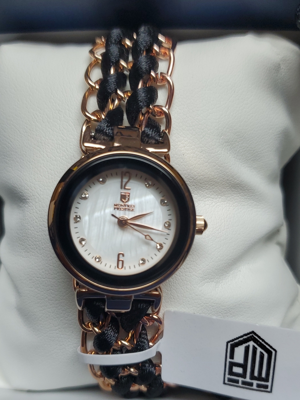 Rose Gold and Black Chain-Link Women's Watch